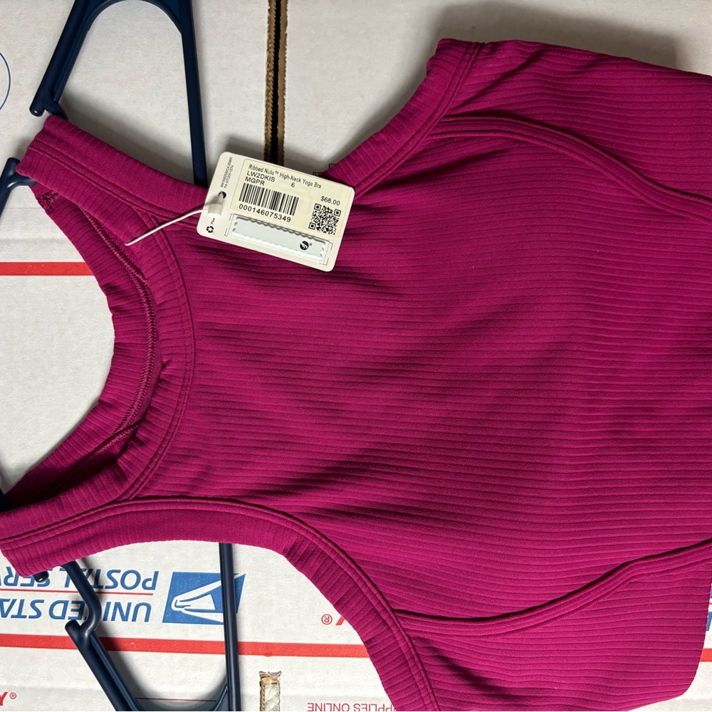Lululemon - Ribbed Nulu High-Neck Yoga Bra: Magenta Pink